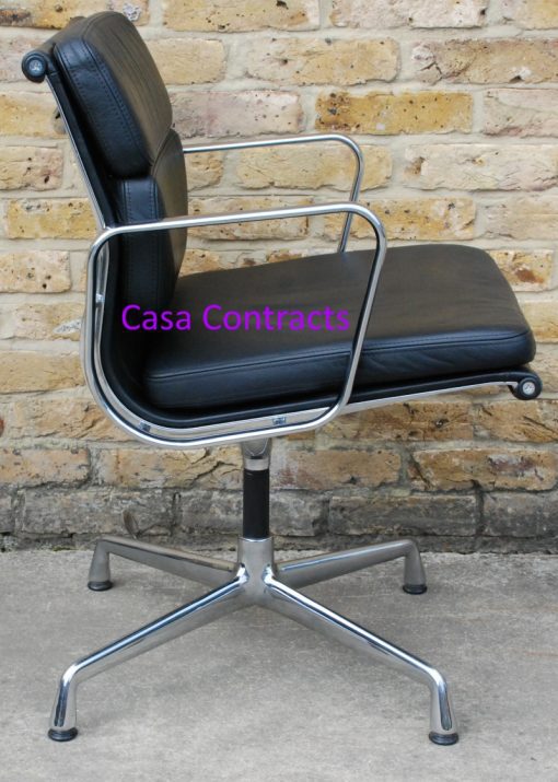 Vitra Eames EA208 black leather Soft Pad Chair 4