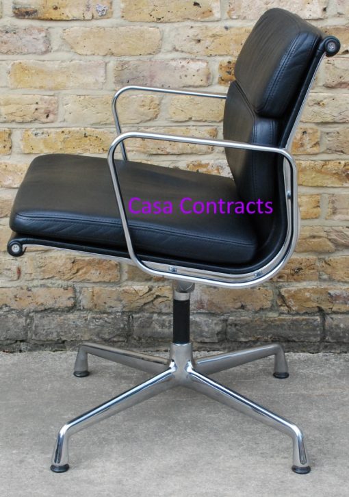 Vitra Eames EA208 black leather Soft Pad Chair 6