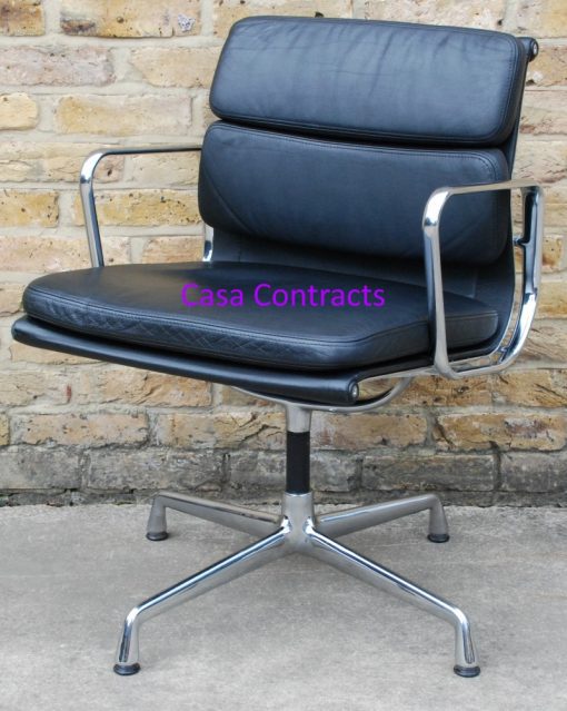 Vitra Eames EA208 black leather Soft Pad Chair 7